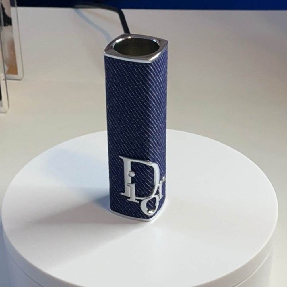 Dior Blue Lipstick Case Denim Blue and Silver